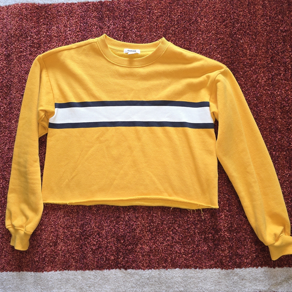 Garage Yellow Gold Long Sleeve Cropped Sweatshirt